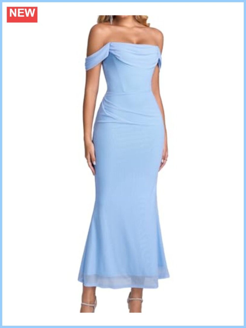 Off Shoulder Corset Formal Wedding Guest Cocktail Maxi Dress